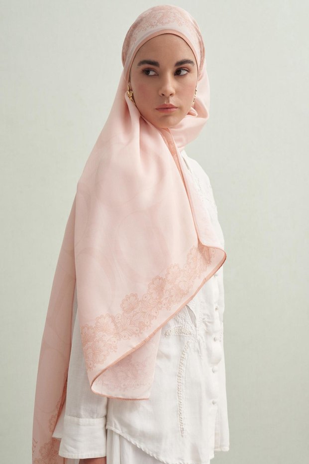 Floral Floral Monogram Flush Shawl Salmon