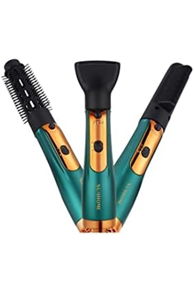 Ionic Hair Dryer Brush 3-in-1 by Sun Home, Green/Gold, 2000 Watt Hours