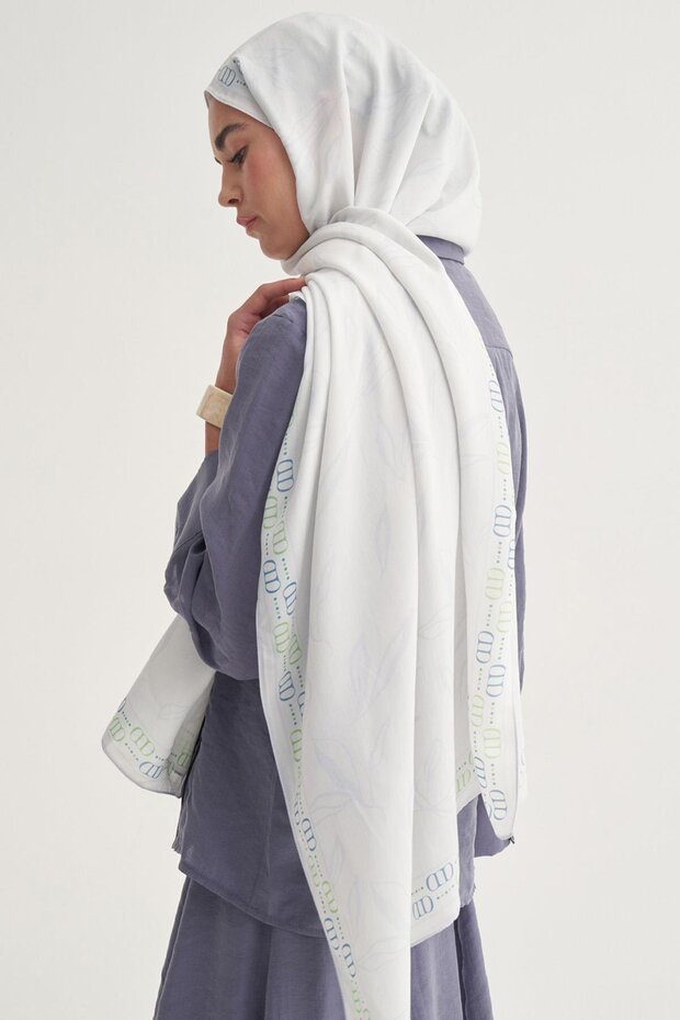 Aurella Monogram Floş Şal Soft Mavi - 1