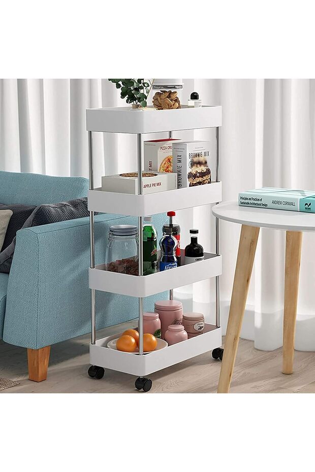 Slim Storage Rolling Cart for Bathroom Laundry Room Kitchen Narrow Space Slide-Out Storage Cart
