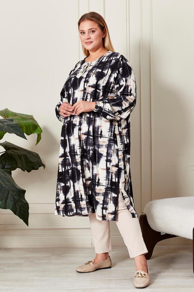 تونيك نسائي برباط مقاس كبير - 8