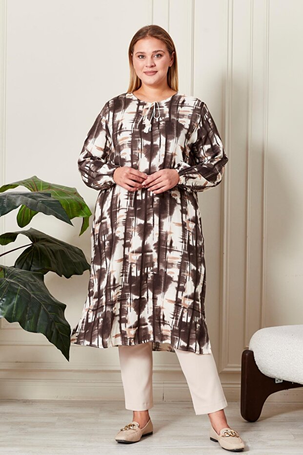 تونيك نسائي برباط مقاس كبير - 5