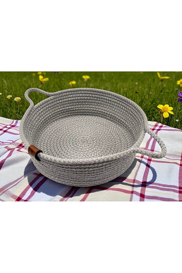 Jüt İpten Hasır Örgü Ekmeklik 18*6 GRİ - 4