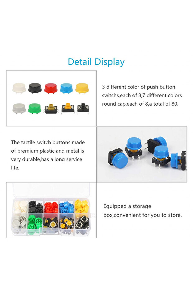 switch button set, plastic/metal, multicolor, 80 pieces - 2