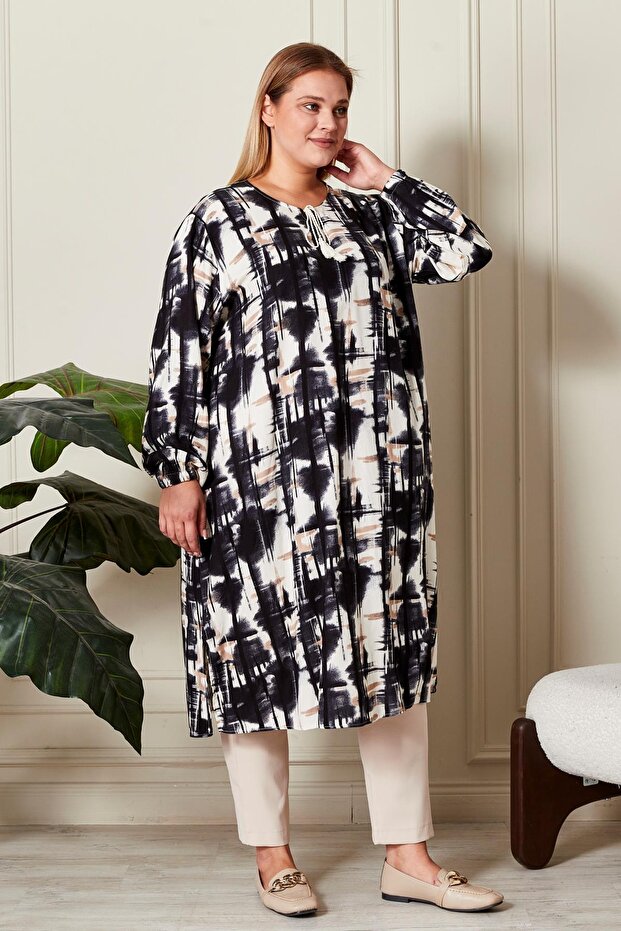 تونيك نسائي برباط مقاس كبير - 7