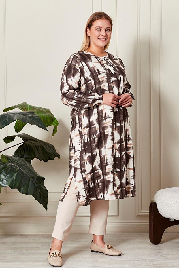 تونيك نسائي برباط مقاس كبير - 7