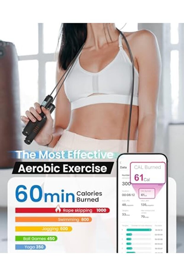 Smart Skipping Rope With Counter, Adjustable Wireless, App Analysis Data, Fitness Rope for Me - 8