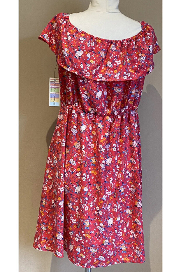 Women's Pink Floral Casual Mini Dress Off Shoulder Boho Size Small