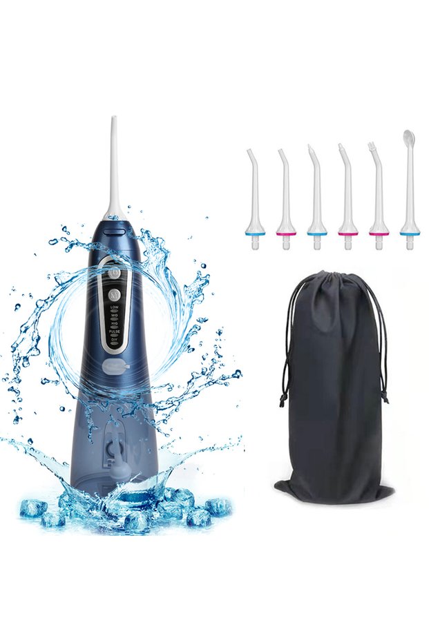 Blue Plus Bag Oral Irrigator USB Rechargeable Water Flosser Portable Dental Water Jet 300ML Water Ta