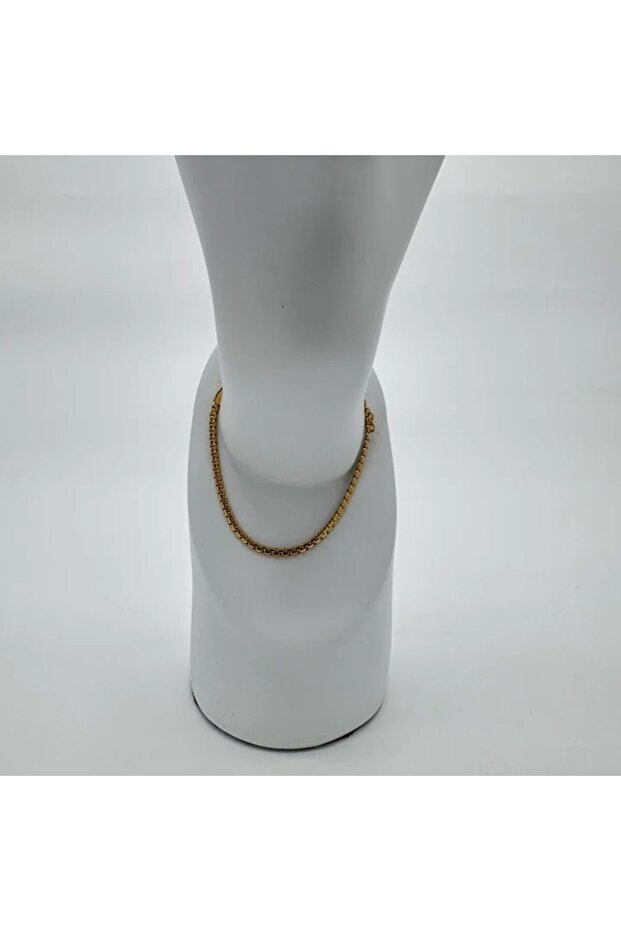 Steel Gold Unisex Thin Chain Detail Bracelet - Gold