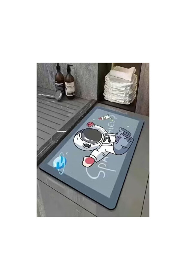 Creative Spacesuit Printed Design Non Skid Super Absorbent Microfiber Soft Floor Rug
