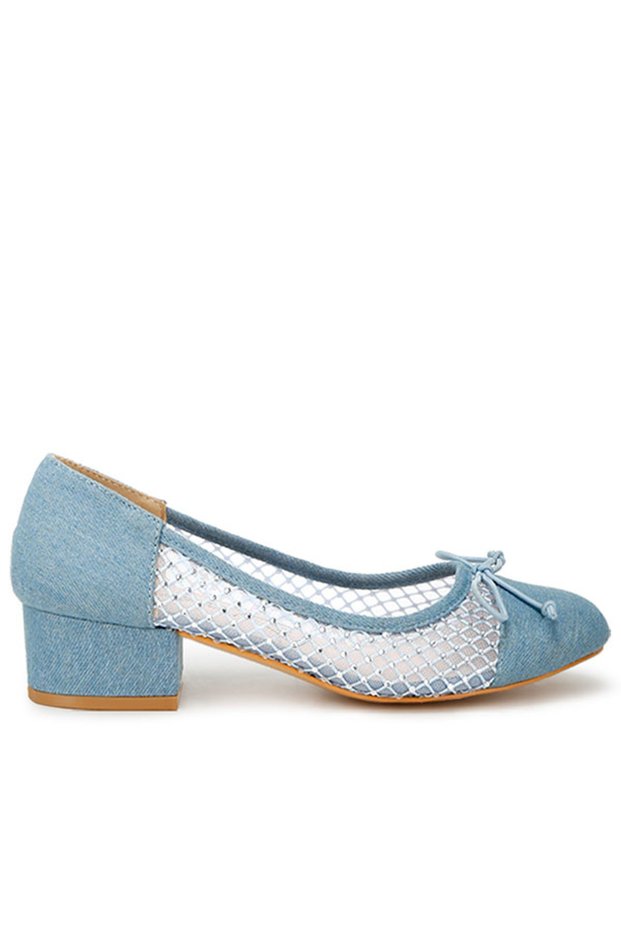 Women Rhinestone Detail Denim Ballerinas