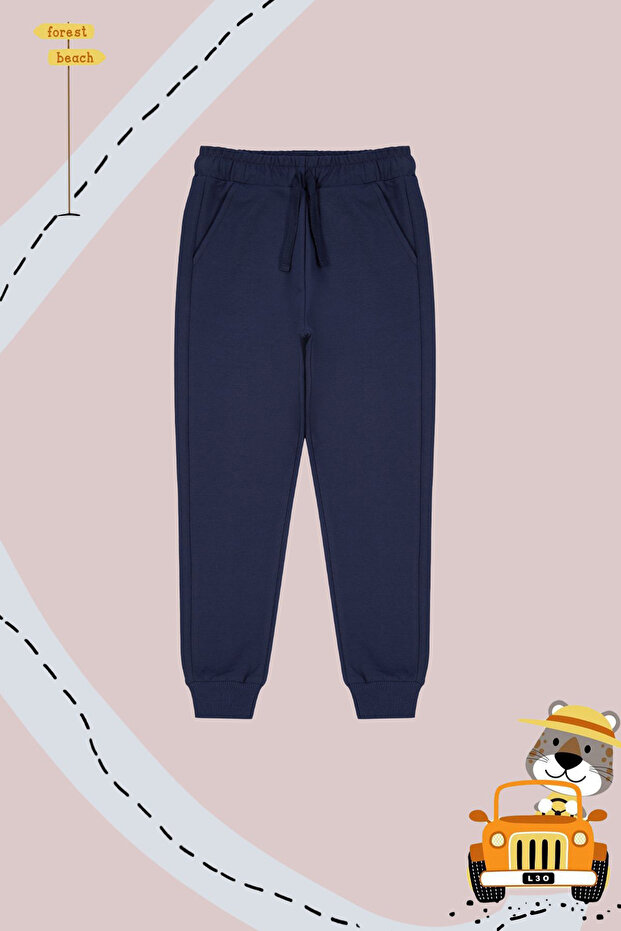 Lacivert-Gri-Siyah 3'lü Beli Lastikli Jogger Örme Erkek Çocuk Okul Eşofman Altı TKDAW25EA00000 - 6