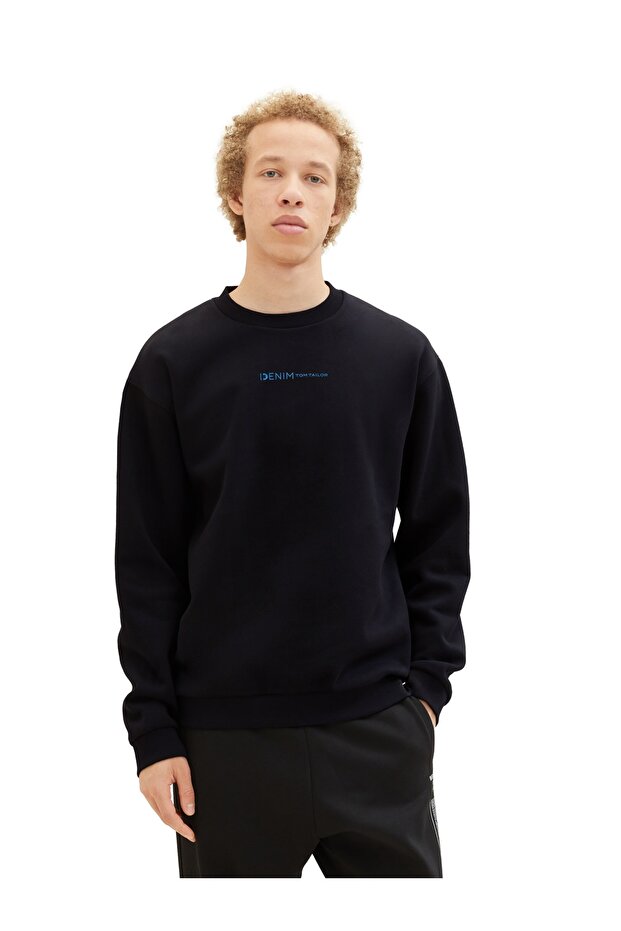 Sweatshirt pullover without hood with small logo print - 2