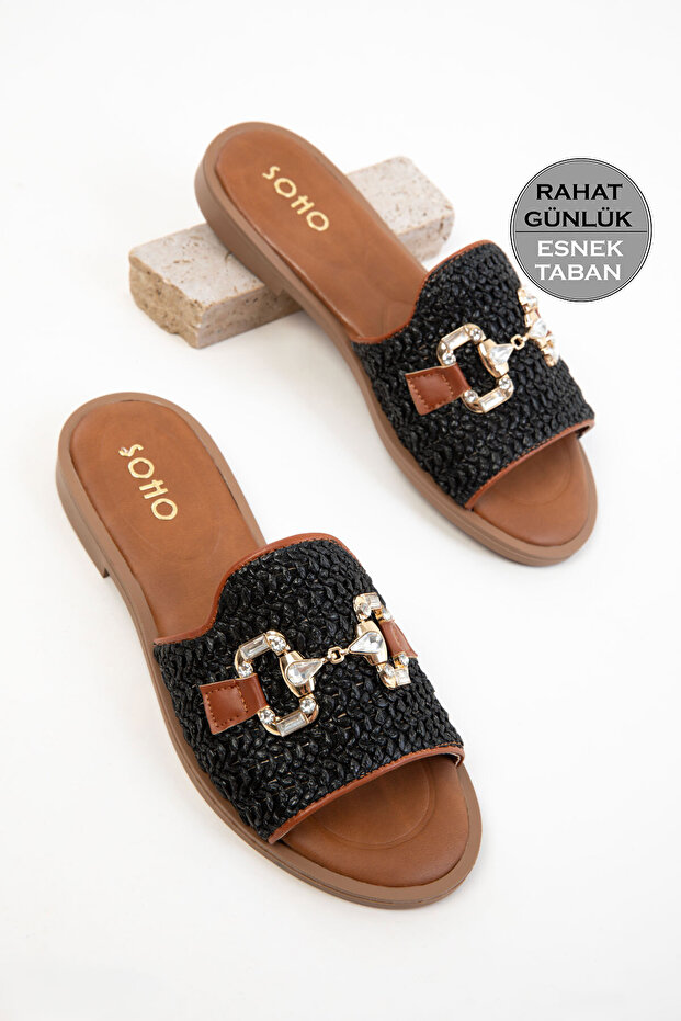 Black Women's Slippers 20753