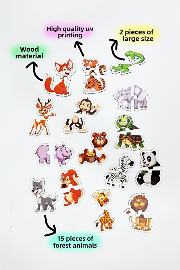 Wooden Baby Pazıl Forest Animals