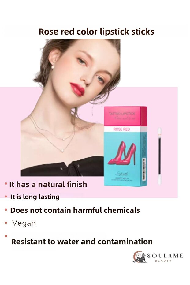 Rose Red Lipstick Sticks Tattoo Lipstick
