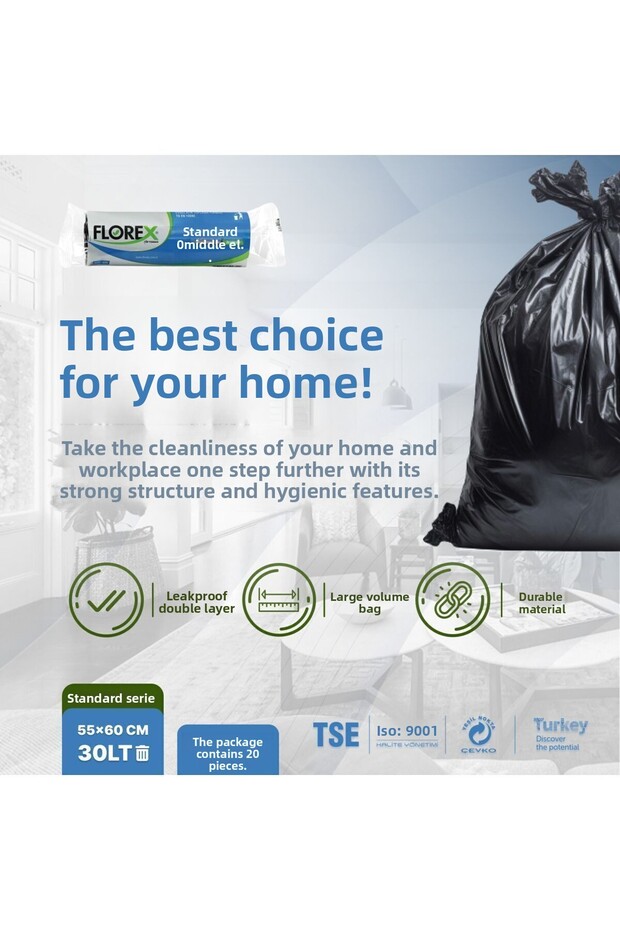Standard Medium Size Black Garbage Bag X 5 Rolls - 2