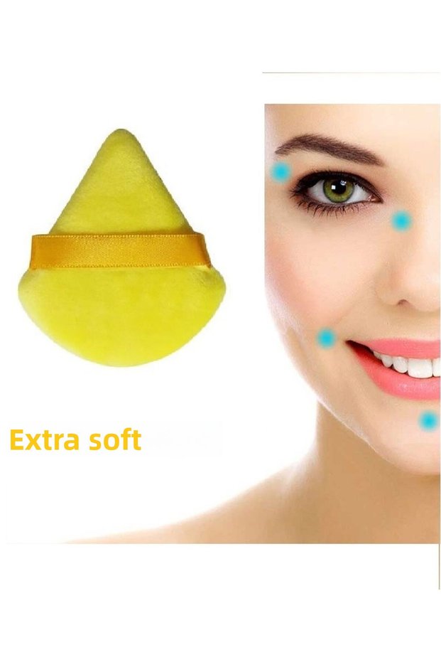 1Pcs Yellow Triangle Cotton Washable Velvet Puff Face Contour Makeup Cloth Sponge Cosmetic Foundation