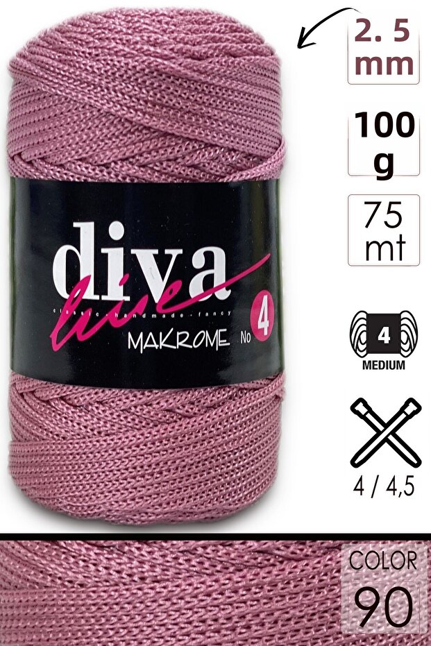 خيط مكرامية ديفا سميك (رقم: 4) 090 وردة - 1