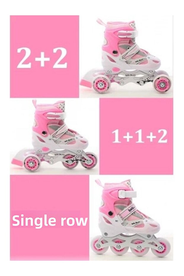 Adjustable Lighted Roller Skates |   Dual Use Inline Skates Double Wheels Practice Mode Size 34-37 - 2