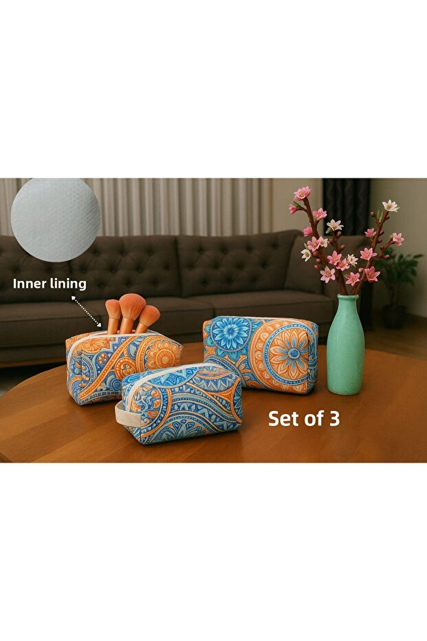 Set of 3 Makeup Bags – Colorful and Convenient Design