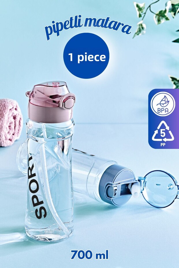 Polycarbonate Leak-Proof Sports School Water Bottle with Straw Water Bottle 700 ml - Does Not Make Odors