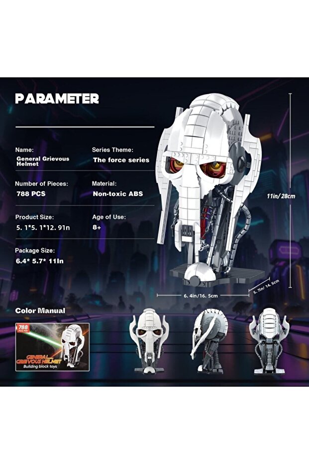 788pcs MOC Idea General Grievous Helmet Building Blocks Bricks Model Helmet Collection Assembling... - 4