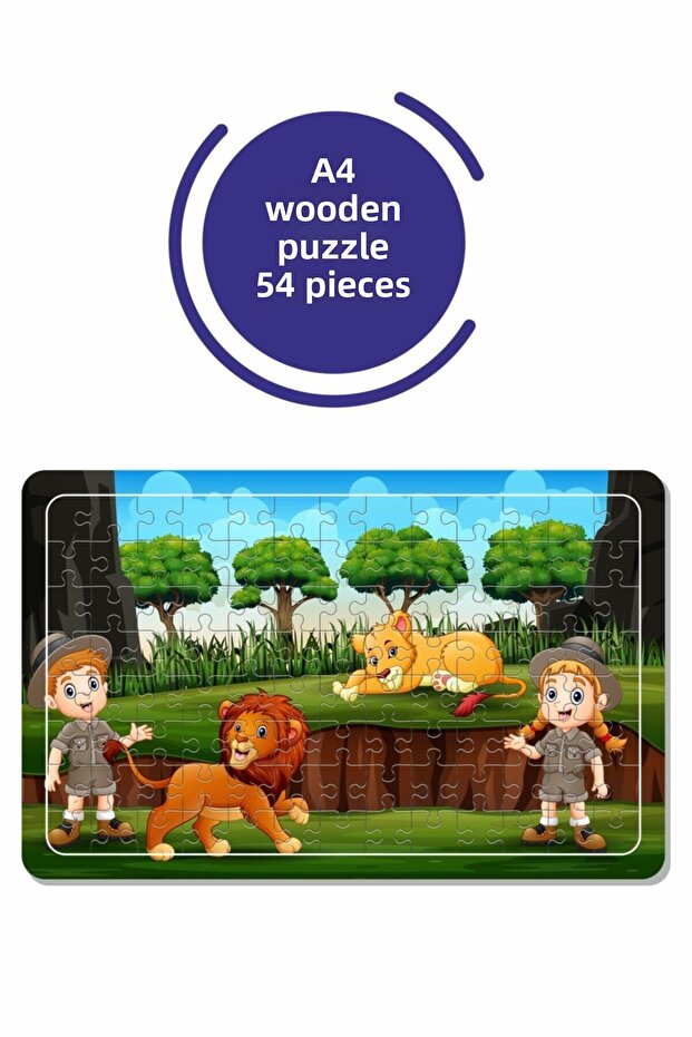 Cute Lions And Us A4 54 Piece Puzzle, Toy, Jigsaw