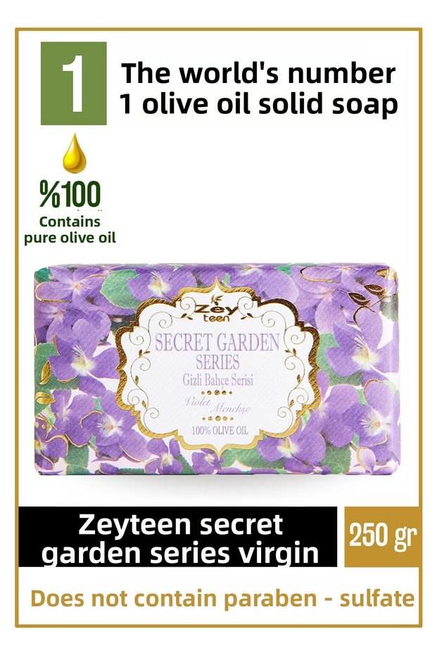 Natural Secret Garden Series Violet and Olive Oil Solid Soap Violet Olive Oil Hand Soap 250 gr