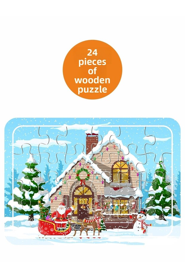 New Year, Santa Claus 24 Piece Wooden Puzzle