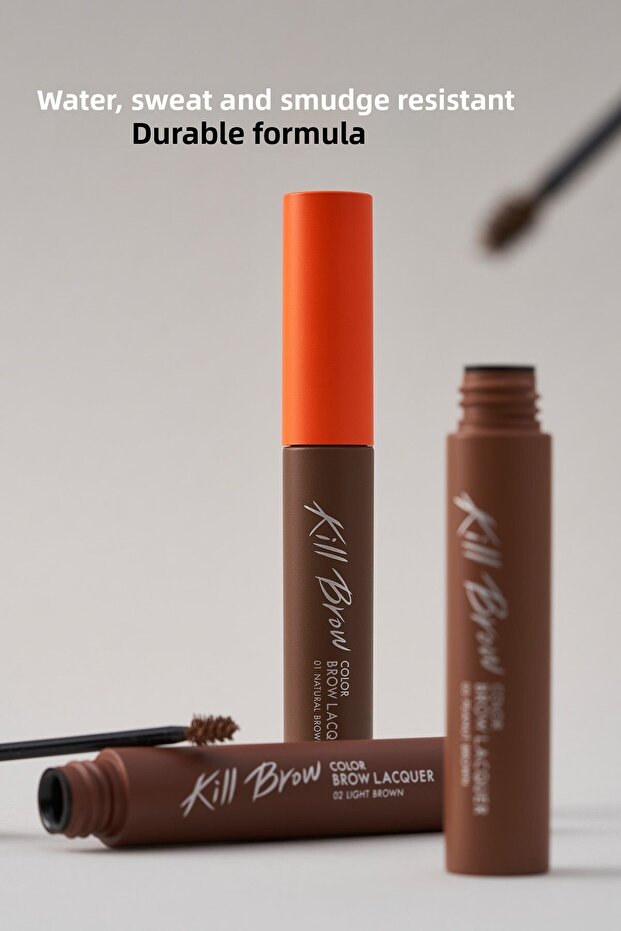 Intense Pigmented, Triangular Brush Tip Eyebrow Mascara Clio Kill Brow Color Brow Lacquer (05 Gray Brown) - 2