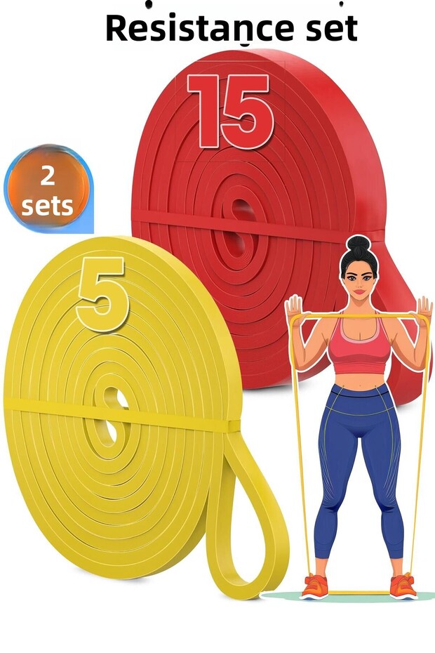 5 + 15 kg Set of 2 Barfyks Lastik Gym Resistance Band Antrenman Muscle Building Band