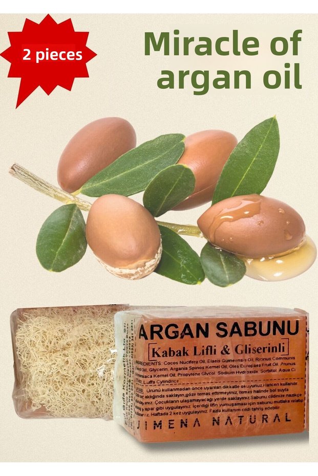 Pumpkin Fiber Argan Soap 120 Gr, 2 Pieces Handmade Natural Soap