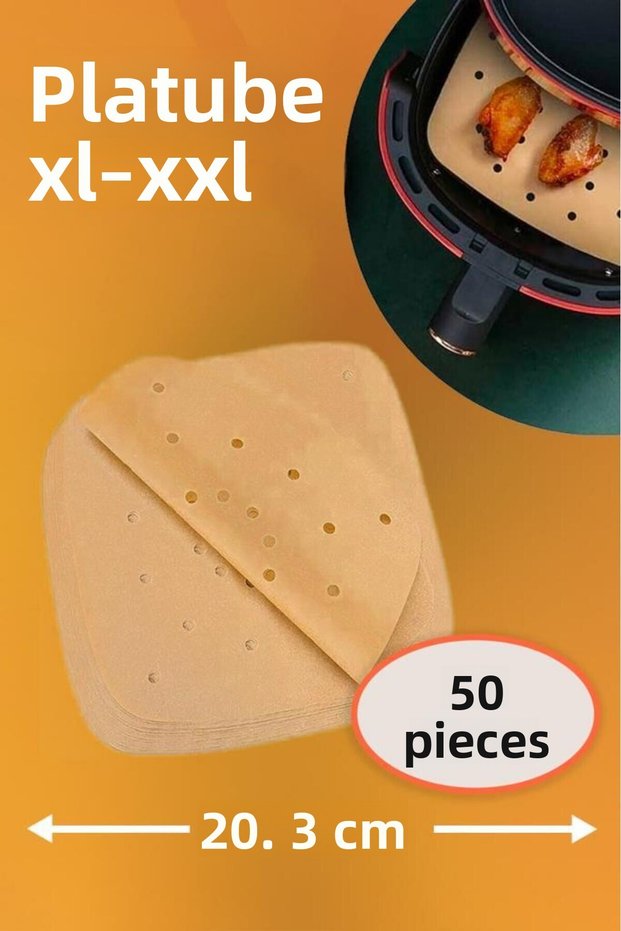 50 Pieces of Square-Holed Parchment Paper for Air Fryers, Oil-Proof Paper, Compatible with All Brands, Including Xiaomi and Philips.