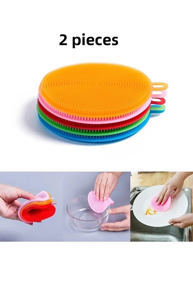 (2 Pieces) Multi-Purpose Cleaning Apparatus Dishwashing Dish Sponge Silicone Pet Cleaning Cloth