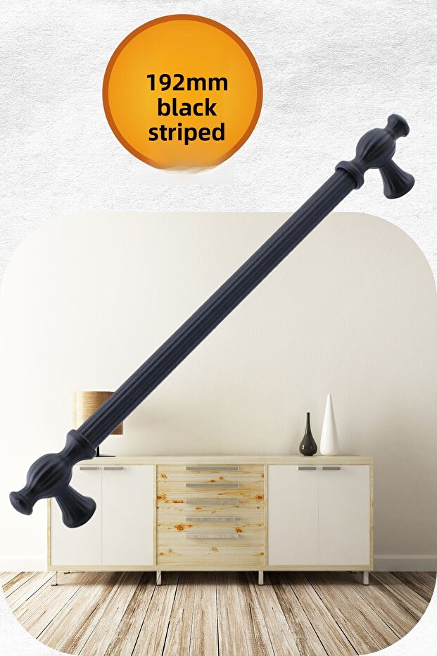 Fraction Stripes Furniture Kitchen Cabinet Drawer Cupboard Door Handle Handle Black Metal Handles 192mm.