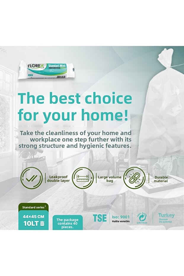 كيس قمامة شفاف قياسي صغير الحجم × 10 لفات - 2