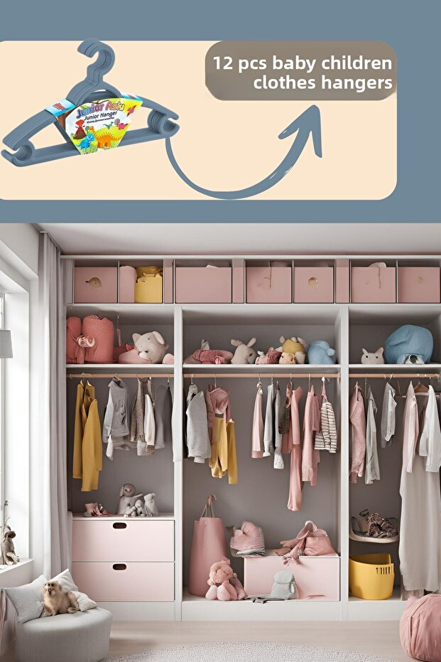 12-Piece Baby Clothes Hanger - Closet Organizer Children's Clothes Hanger Blue