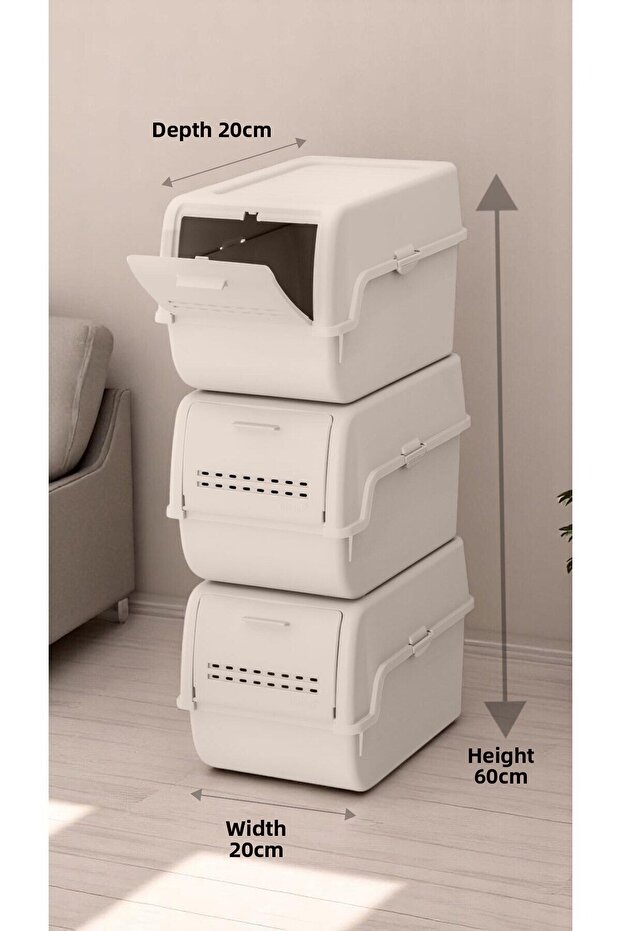 Motek MT-40 S-Box 8 لتر 3 قطع منظم متعدد الأغراض بيج (3*8 لتر)