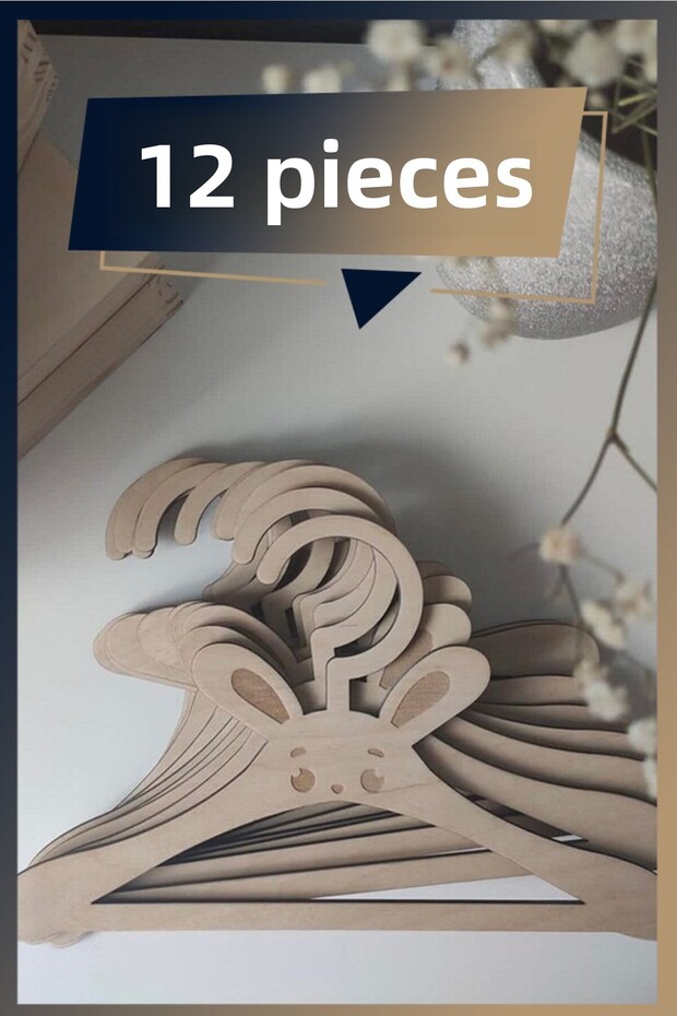 Wooden MDF Children's Hanger 12 Pieces Cute Hanger Baby Hanger