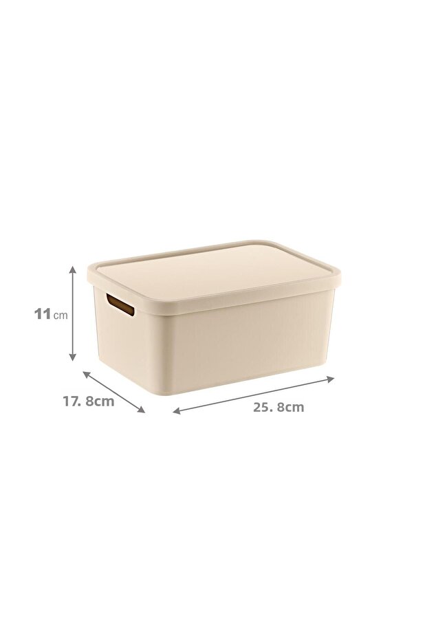 Set of 4 Stafi Multi-Purpose Box with Lid Latte 4,5 Lt - 2