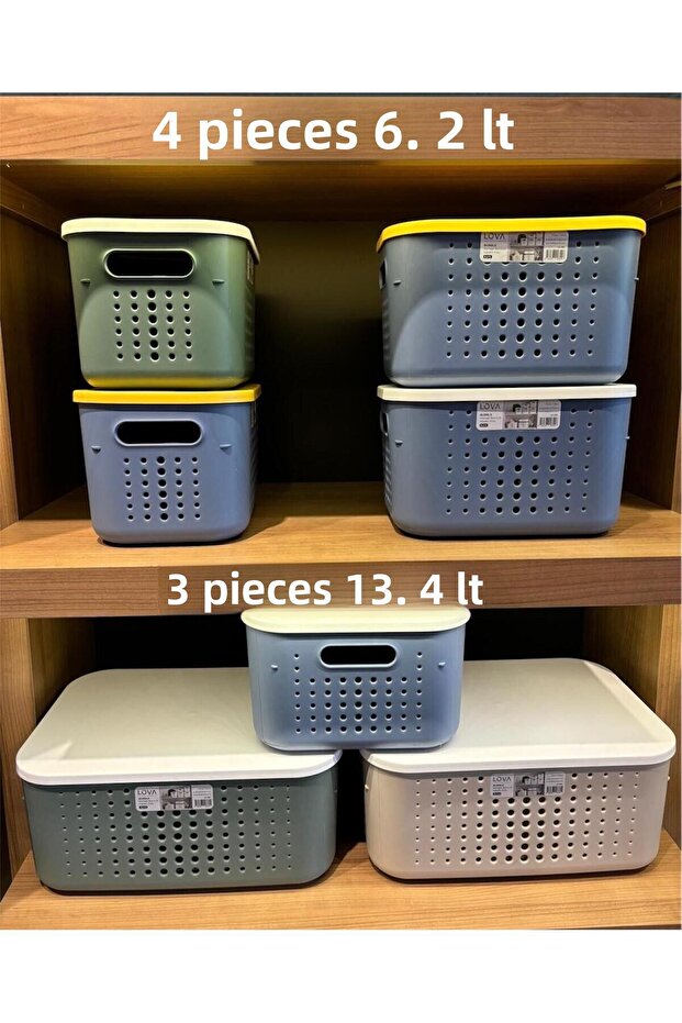 7 Piece Bubble Lid Storage Box Set - Mixed Color (3 Large 4 Small)