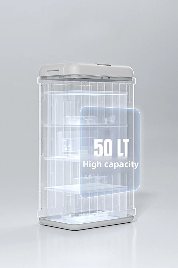 سلة مهملات بلاستيكية مزخرفة قابلة للطي مع حساس، 50 لتر - 7