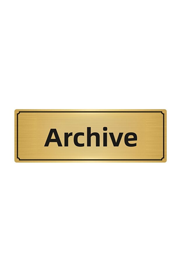Archive Direction Sign 10 cm x 20 cm Gold Color Metal