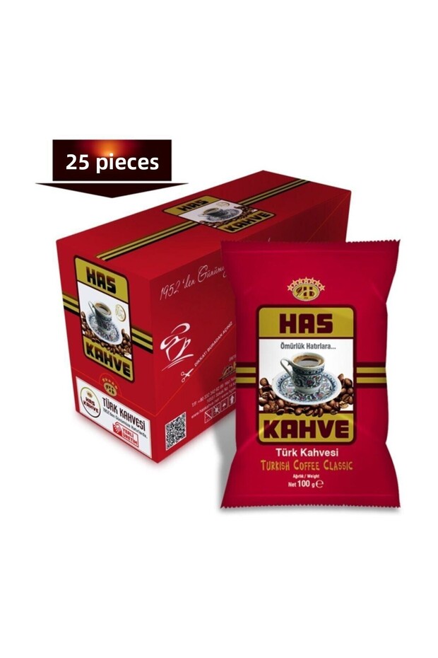 Has Turkish Coffee 100 Gr 25-Pack Box (Red Package Turkish Coffee)