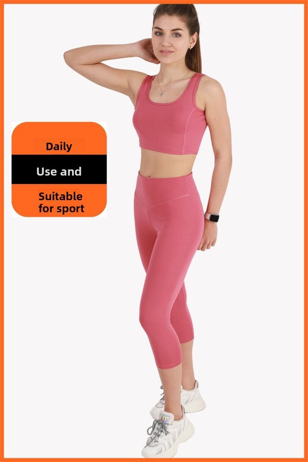 Women's Dried Rose Sports Set Capri Leggings and Crop Athlete 2-Piece Set New Season Seasonal Capri -crop 3020