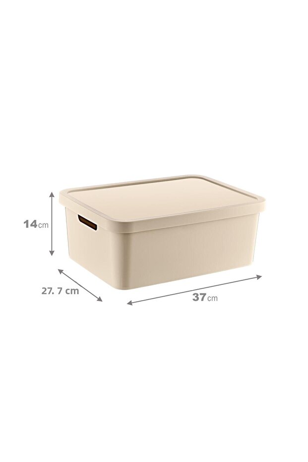 Set of 4 Stafi Multi-Purpose Box with Lid Latte 12 Lt - 3