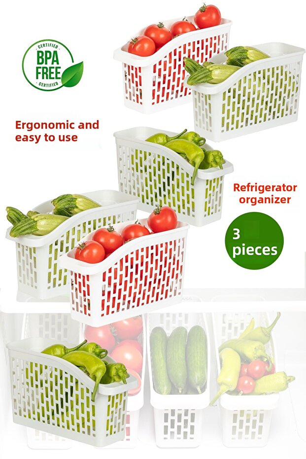 Org-22 طقم ثلاجة 3 قطع - منظم الخضار والفواكه