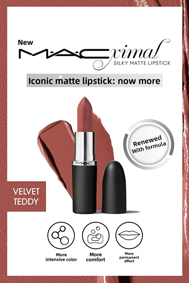 M·A·CXIMAL Silky Matte Lipstick Intensive Color-Providing Lipstick with Moisturizing Effect - Velvet Teddy